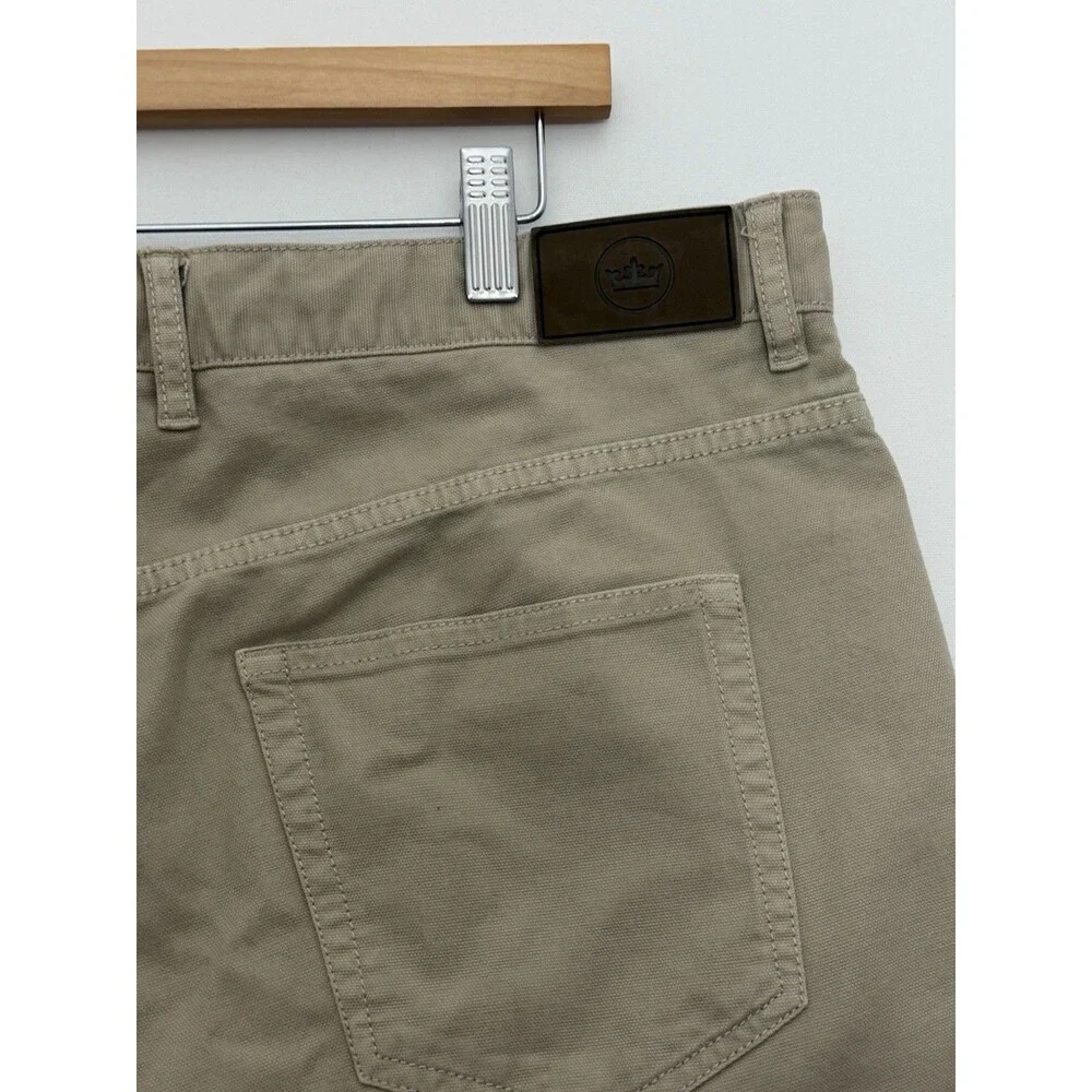 Peter Millar 5-Pocket Pants Men 38x27 Khaki Stretch Crown Vintage Canvas Chino